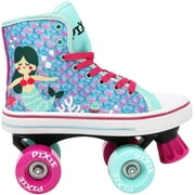 Lenexa Roller Skates for Girls - Pixie Mermaid Kids Quad Roller Skate - Indoor, Outdoor Children's Skate - Rollerskates Made for Kids - High Top Sneaker Style - for Beginners (Size Junior 12)