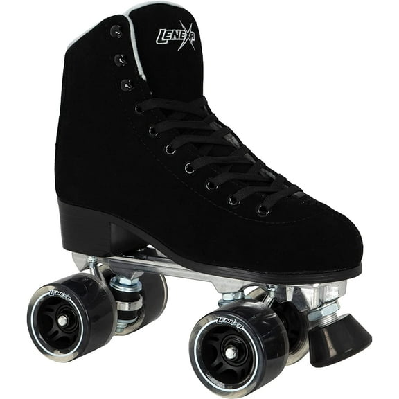 Lenexa Shadow Black Suede Indoor/Outdoor Roller Skates for Men and Women, Men's 5, Women's 6
