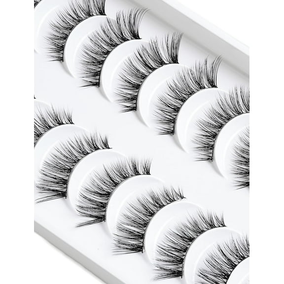 LengedHope 10 Pair Eyelashes Natural Look Faux Mink Lashes Pack Handmade Fluffy False Eyelashes Cat Eye Lashes
