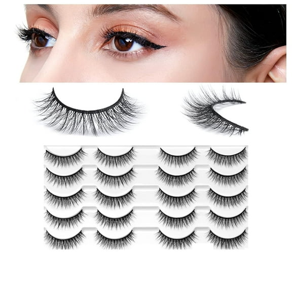 LengedHope 10 Pair False Eyelashes Natural Look Fluffy Lashes Handmade Cat Fake EyeLashes for Makeup
