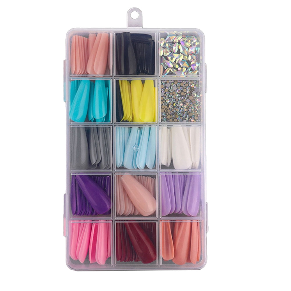 Length Press on Nails, Reusable Full Cover False Nails Kits, Artificial ...