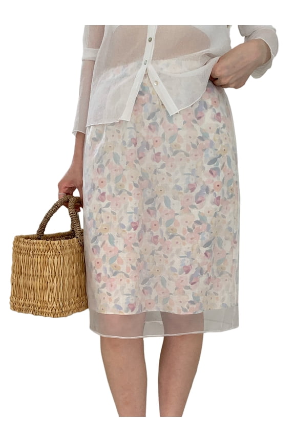 Length Skorts Skirts for Women Modest Aline Midi Skort for Casual Summer Travel Floral Print L