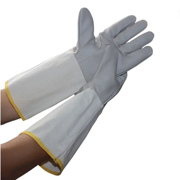 Lengthen Fireproof Heat Resistant Cow Leather Gloves Welding Work Protective Gloves Against ,Multipurpose Use