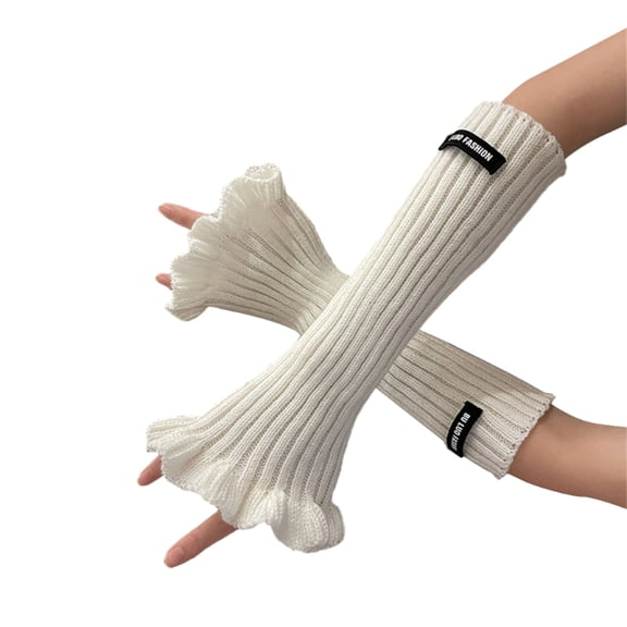 Lengthen Wrist Gloves Winter Fingerless Arm Warmer Gloves for Teens Skiing