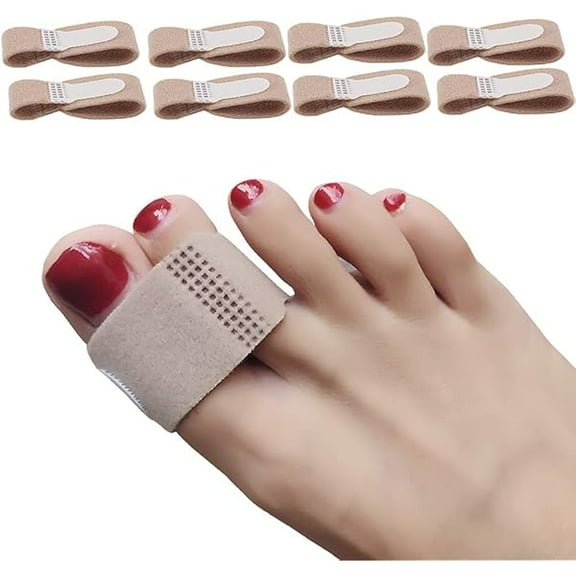 Lengthened Broken Toe Wraps for Your Big Toes, 8 Pcs/Pack Fabric Toe Splint Toe Cushioned Bandages Finger Protectors Straightener Hammer Toe Separators
