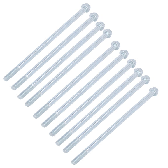 Lengthened Hex Flange Bolt Set Carbon Steel Fine Thread Structural Half Tooth Fasteners for Generator Engine Rotor 10x230mm 0.39x9.06 in 10 Pack