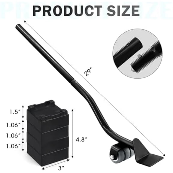 Lengthening Furniture Lifter Tool, Appliance Furniture Metal Lifters for Heavy Furniture Movers Sliders Wheels Easily Safe to Move Sofa Refrigerator Washing Machine (1 Lifter 4 Raise Blocks 2 Pads)