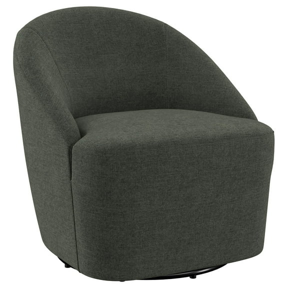 Lenie Barrel Accent Swivel Chair, Modern Minimal Shape, Dark Green