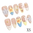 thumbnail image 1 of Lenkho 10-piece Pack Of Press-type Nail Tips Pointed Shape Handmade French Acrylic Nail Art Reusable Women's Pointed False Nails, 1 of 9