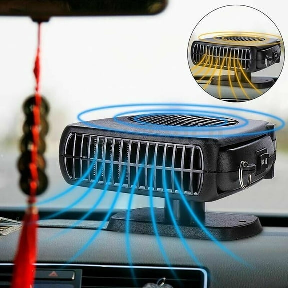 Lenkho 12V Portable Car Heater & Windshield Defroster, 2-in-1 Fast Heating & Cooling Fan with 360° Rotatable Base, Car Defroster Windshield Demister