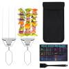 Lenkho 2 Pcs Stainless Steel Three-Prong BBQ Fork Set with Storage Cloth Cover & Silicone Brush, Multifunctional Outdoor Grilling Tools Kit for Camping, Barbecue Picnic & Outdoor Cooking Use