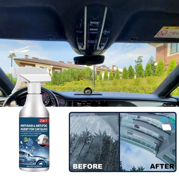 Lenkho 2-in-1 Anti-Rain & Anti-Fog Spray for Car Windshield, Water Repellent & Defogging Coating Agent, Improves Driving Visibility & Safety, 60ml