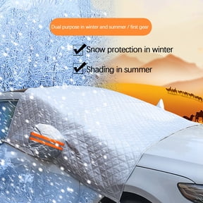 Lenkho 2-in-1 Car Windshield Snow Cover, Winter Anti-Snow Frost Ice Shield with Mirror Covers, Summer Sun Shade UV Protector, Waterproof Dustproof Windshield Cover for Most Vehicles