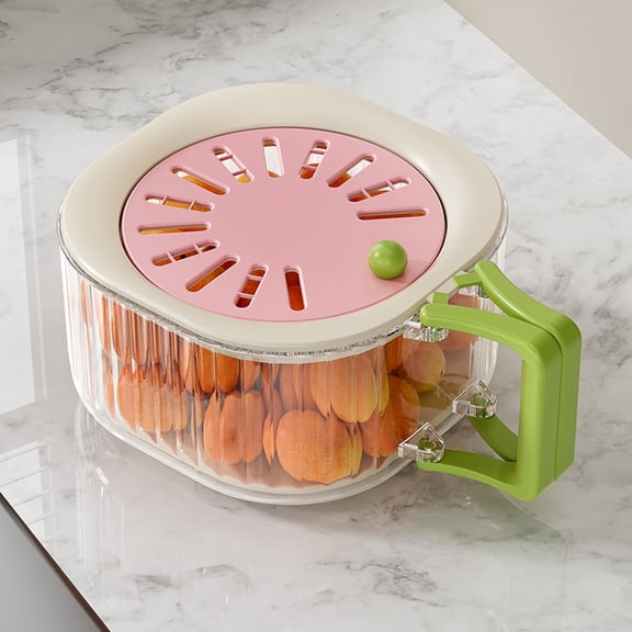 Lenkho 2-in-1 Fruit Washing Colander Bowl with Handle, Multifunctional Transparent Produce Strainer Container with Lid, Drain Basket for Grape, Berry, Vegetable Cleaning & Refrigerator Storage