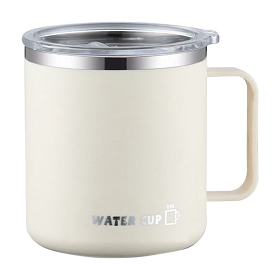 Lenkho 400ml Stainless Steel Insulated Coffee Mug with Handle, Double‑Wall Vacuum Reusable Travel Tumbler, Leak‑Proof Metal Coffee Tea Cup for Office Home Desk Daily Beverage Drinking