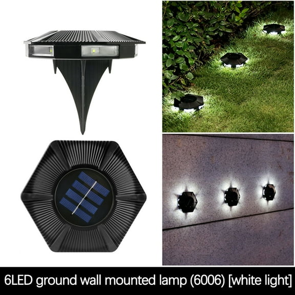 Lenkho 6LED Solar Ground & Wall Mounted Lights, Hexagonal Waterproof In-Ground Lamp, Multi-Angle Outdoor Landscape Lighting for Garden Patio Pathway, 1Pcs