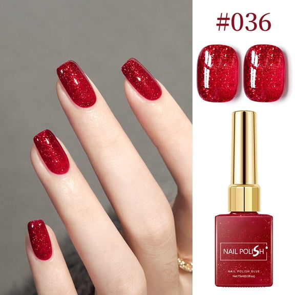 Lenkho Ankara Red Series Nail Polish Glue - 6 Red Shades Gloss/Matte/Glitter Long-Lasting Gel Polish 15ml