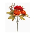 thumbnail image 1 of Lenkho Artificial Silk Peony Bouquet, Fall Orange Red Faux Flower Stems, Vivid Floral Bush Arrangement, Ideal for Vase Decor, Wedding and Home Table Ornament, 1 of 7