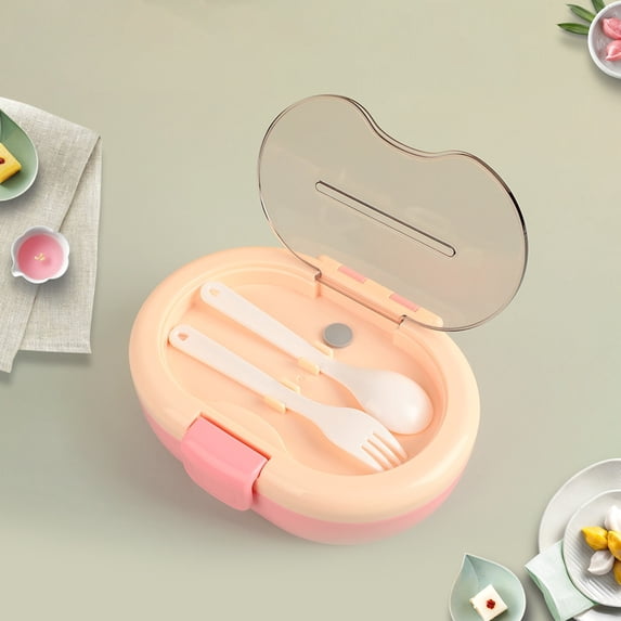 Lenkho Bento Lunch Box with Built-In Fork & Spoon - Leak-Proof Food Container - Food Grade Material Lunch Box - BPA-Free, Microwave Safe, for School & Picnic