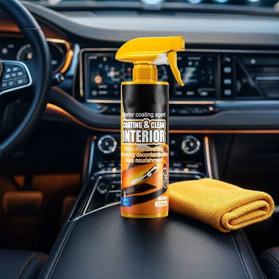 Lenkho Car Interior Coating & Cleaning Spray, Water-Free Deep Decontamination Agent with Nourishing Formula, All-in-One Cleaner & Protectant for Dashboard, Leather & Plastic Surfaces