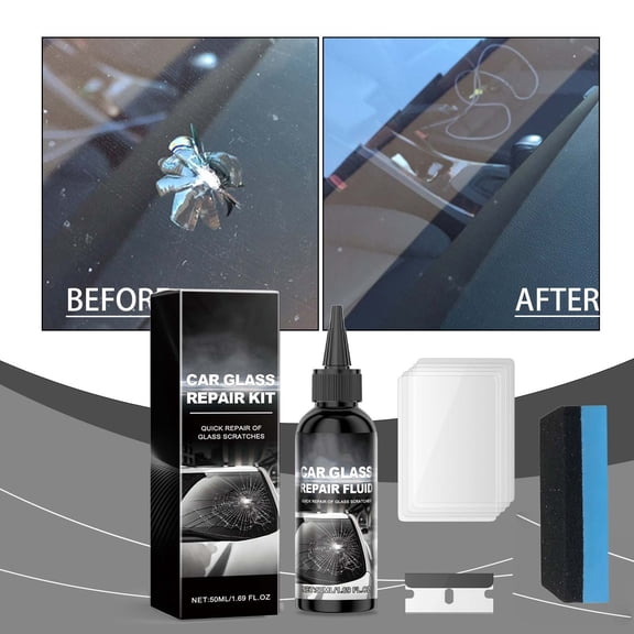 Lenkho Car Windshield Glass Repair Kit, Windshield Crack Repair Kit for Car Chips and Cracks, Quick Fix for Chips, Cracks and Star-Shaped Damage, Auto Glass Crack Repair Tool, 1PC