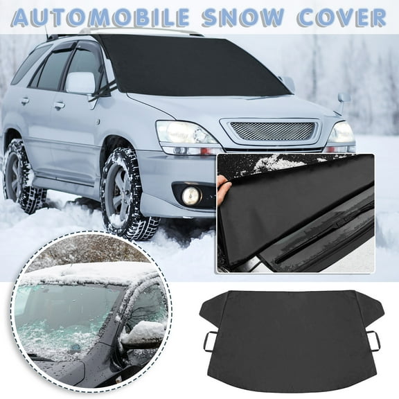 Lenkho Car Windshield Snow Cover, Waterproof Frost Guard Windshield Protector, Winter Windshield Ice Snow Shield, Universal Fit Auto Front Window Sun Shade for Cold Weather Use