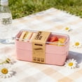 thumbnail image 1 of Lenkho Double-Layer Lunch Box with Clear Transparent Lid, Lightweight Reusable Food Storage Container, Microwave Safe & Easy to Clean for Meal Prep, Leftovers and Picnic, 1 of 7