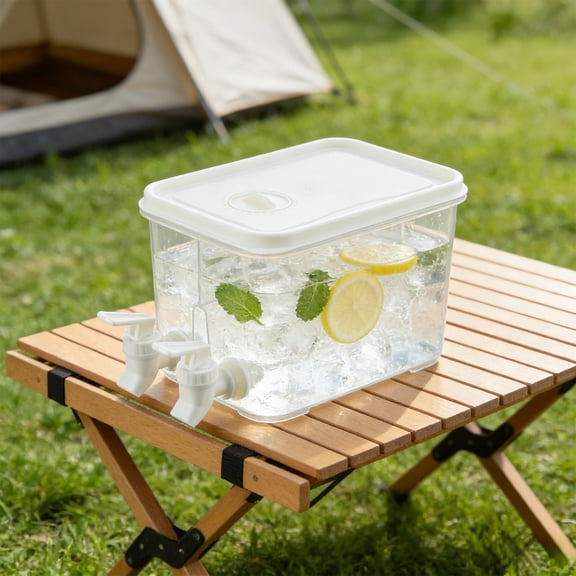 Lenkho Dual Spigot Beverage Dispenser with Airtight Lid, Clear Plastic Cold Drink Container, Large Capacity Juice Dispenser for Lemonade, Iced Tea, Fruit Punch