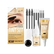 Lenkho Eyelash & Eyebrow Tint Kit, Professional Instant Lash & Brow Dye Kit, Easy to Use with Natural Results, Eye Lash & Eye Brow Set DIY Hair Dyeing for Beginner Salon Beauty
