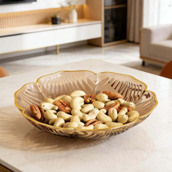Lenkho Flower Shaped Plastic Serving Bowl, Decorative Candy & Snack Dish, Reusable Snack Dish for Parties, Weddings, Home Decor & Food Serving
