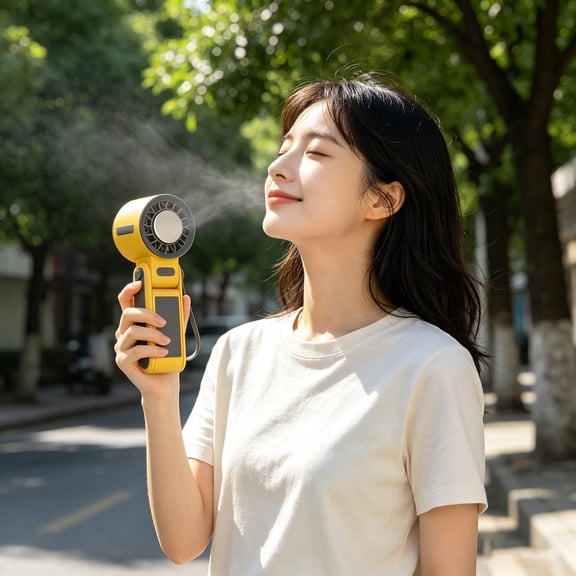 Lenkho Foldable Ice-Cooling Handheld Fan, Rechargeable Turbo Personal Fan with Adjustable Head, 5-Speed Wind, Ultra Compact with Lanyard, Perfect for Outdoor, Travel & Work