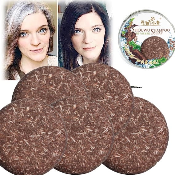 Lenkho Hair Darkening Shampoo Bar, Shouwu Blackening Shampoo Soap for Gray Hair, Strengthen Hair Roots & Improve Scalp Health, Gentle Cleansing & Nourishing Formula for Daily Hair Care