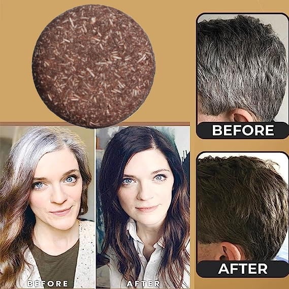 Lenkho Hair Darkening Shampoo Bar, Shouwu Blackening Shampoo Soap for Gray Hair, Strengthen Hair Roots & Improve Scalp Health, Gentle Cleansing & Nourishing Formula for Daily Hair Care