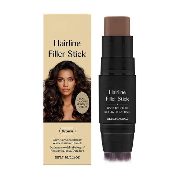 Lenkho Hairline Filler Stick, Dual-Ended Root Touch-Up & Gray Hair Concealer, Water-Resistant, Long-Lasting Hairline Powder Stick with Brush Applicator, Quick & Easy to Use for All Hair Types