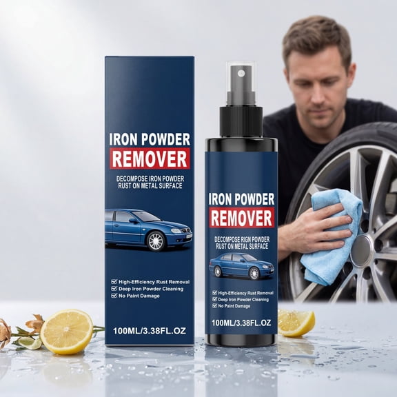 Lenkho Iron Powder Remover Spray, High-Efficiency Rust & Brake Dust Cleaner for Car Paint & Wheels, Deeply Removes Iron Contaminants, Safe on All Surfaces, 100ml