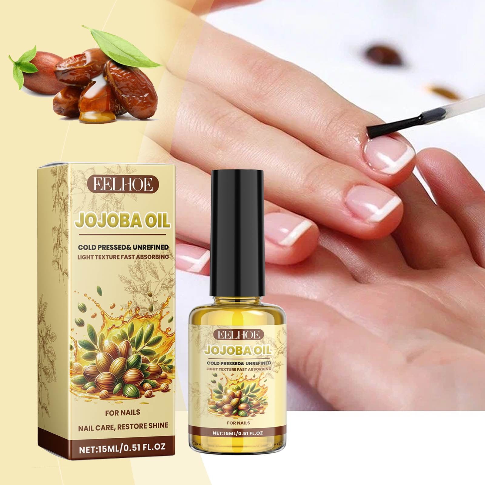 Lenkho Jojoba Nail Oil, Cold-Pressed & Unrefined Jojoba Oil for