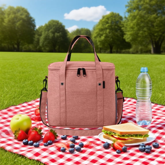 Lenkho Large Capacity Insulated Cooler Bag, Leak-Proof Thermal Tote with Adjustable Shoulder Strap, Water-Resistant & Durable, Perfect for Picnics, Camping, Beach Trips, and Outdoor Activities