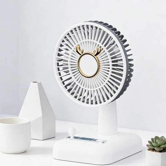 Lenkho Mini Desk Fan, 3 Speeds Quiet Rechargeable Small Desk Fan, Portable USB-Powered Personal Fan for Office, Bedroom, Dorm, Home, Kids' Room