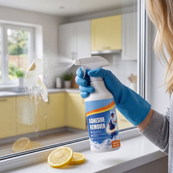 Lenkho Multi-Purpose Adhesive Remover Spray, Fast Acting Sticker & Glue Residue Cleaner for Labels, Decals and Stickers, Leaves Zero Residue on Glass, Metal & Plastic Surfaces