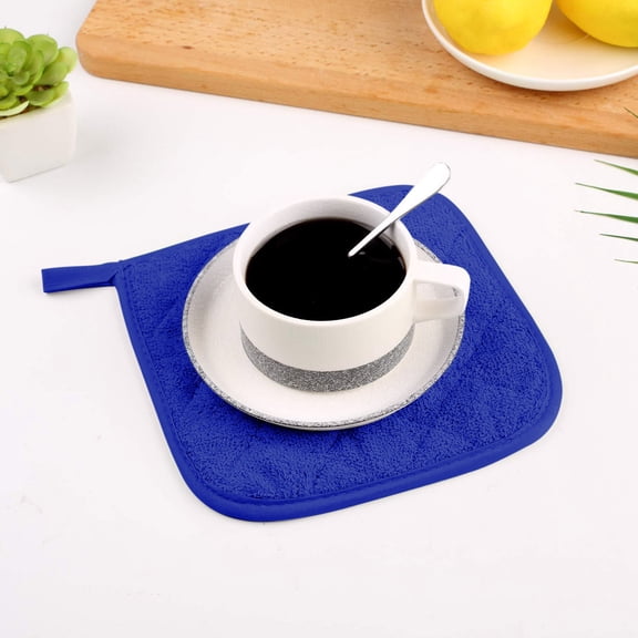 Lenkho Multi-Purpose Heat Insulation Pad, Heat Resistant Cotton Terry Pot Holders, Quilted Potholders with Hanging Loop, Non-Slip for Cooking, Baking, Handling Hot Pots, Pans & Dishes