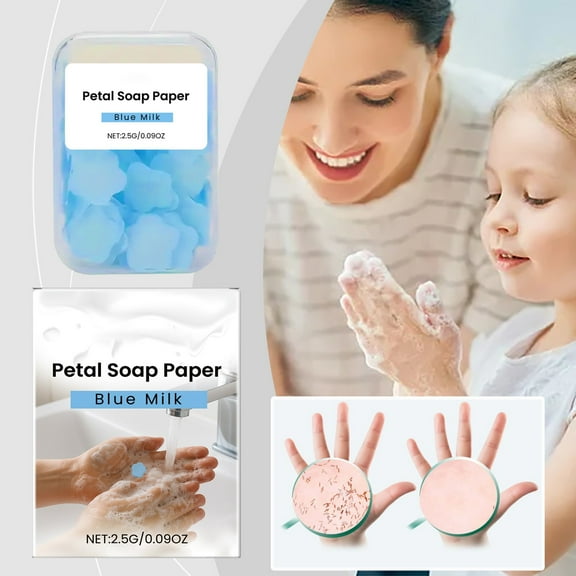 Lenkho Petal Shaped Portable Disposable Hand Soap Sheets, Scented Dissolving Paper Soap Strips, Lightweight Travel & Camping Essentials, Gentle Cleansing Soap for Kids & Adults
