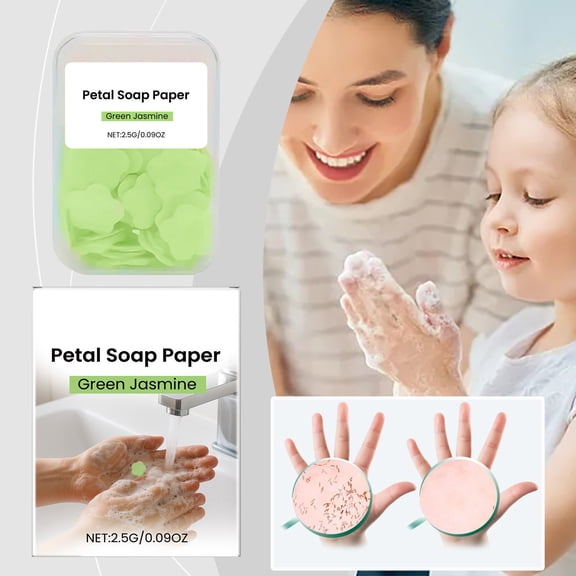 Lenkho Petal Shaped Portable Disposable Hand Soap Sheets, Scented Dissolving Paper Soap Strips, Lightweight Travel & Camping Essentials, Gentle Cleansing Soap for Kids & Adults