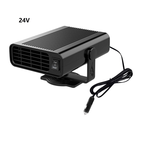 Lenkho Portable Car Heater, 24V Fast Heating Windshield Defogger and Defroster, 2 in 1 Portable Heating & Cooling Fan, 360° Rotatable Heater with Plug-in Cigarette Lighter