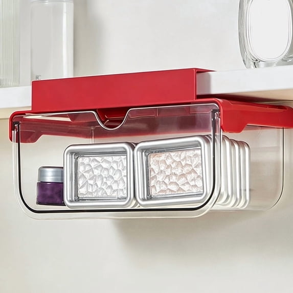 Lenkho Pull‑Out Under‑Shelf Drawer Organizer, Without Drilling Installation Sliding Drawer, Tool‑Free Installation Cabinet Organizer for Kitchen Pantry, Desk, Stores Spices & Stationery (S)