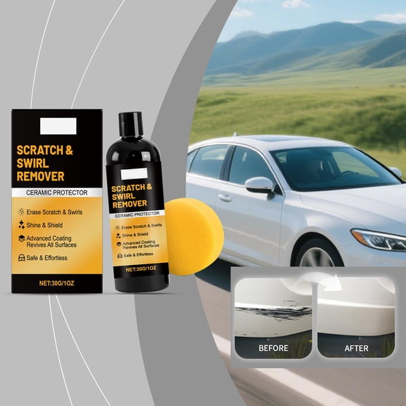 Lenkho Scratch & Swirl Remover with Applicator Pad, Ceramic Protector for Car Paint, Erases Scratches & Swirls, Restores Shine & Provides Advanced Coating Protection