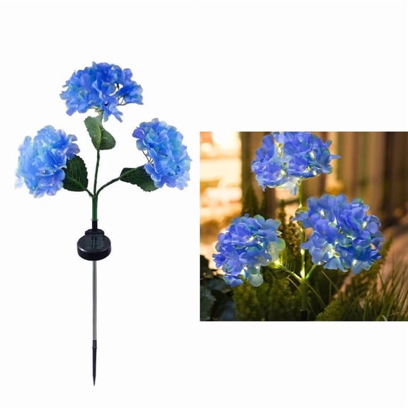 Lenkho Solar Hydrangea Flower Stake Lights, Multi-Color LED Outdoor Garden Decorative Lights, Waterproof Solar-Powered Floral Pathway Lights for Yard, Lawn and Patio