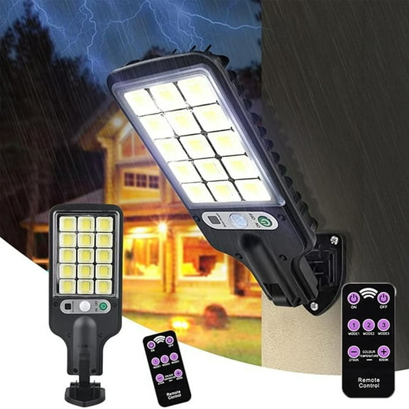 Lenkho Solar Motion Sensor Outdoor Security Lights, IP65 Waterproof LED Wall Lights with Remote Control, 3 Modes Solar Powered Lamps for Fence Yard Garden Patio Front Door