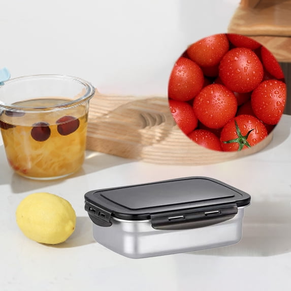 Lenkho Stainless Steel Food Storage Container, Airtight Crisper Box, Leak-Proof & Durable, Freezer & Dishwasher Safe, Refrigerator Organizer for Fruit, Vegetable, Salad and Kitchen Storage