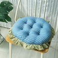 thumbnail image 1 of Lenkho Striped Tufted Round Seat Cushion with Ruffle Edge, Soft Padded Decorative Chair Pad, Comfort Thick Floor Sitting Cushion for Dining Chair, Kitchen Seat, Living Room, Bedroom Balcony, 1 of 6