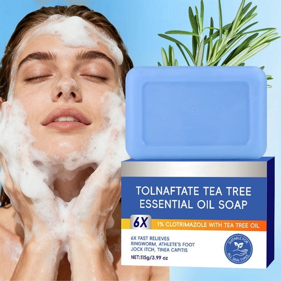 Lenkho Antifungal Soap with Tea Tree Oil, Antifungal Bar Soothing Care & Relief of Itchy for Ringworm Jock Itch Athletes Foot, Body & Face Wash - 115g